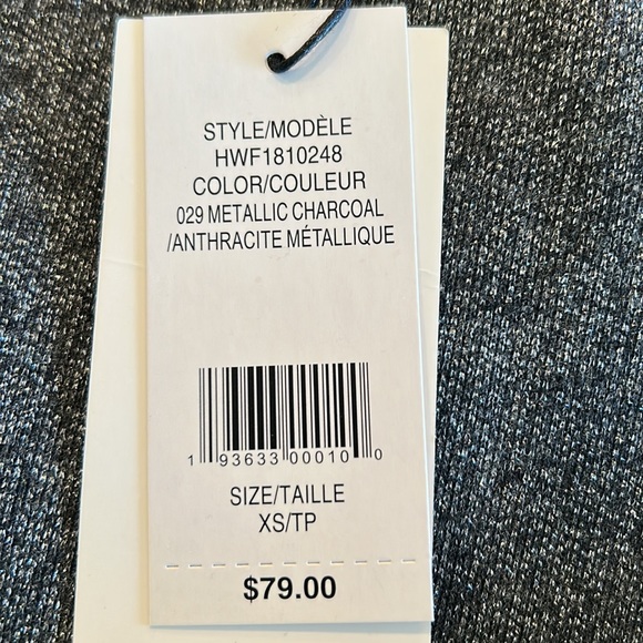 H HALSTON Metallic Charcoal Funnel Neck Top - Picture 8 of 14